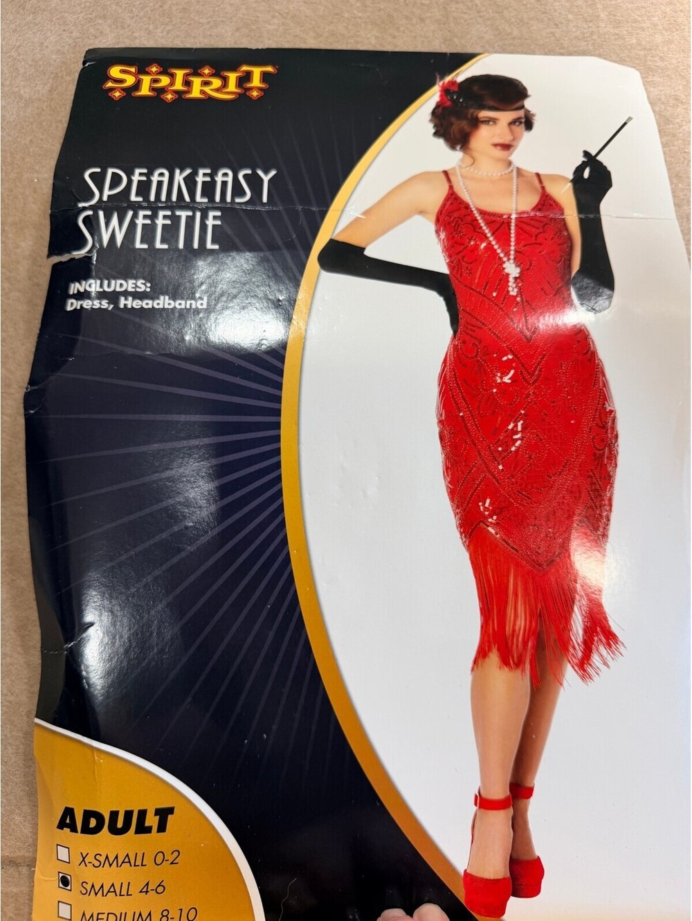 Spirit Halloween cosplay dress up Speakeasy Sweetie Red Flapper Costume size S 4